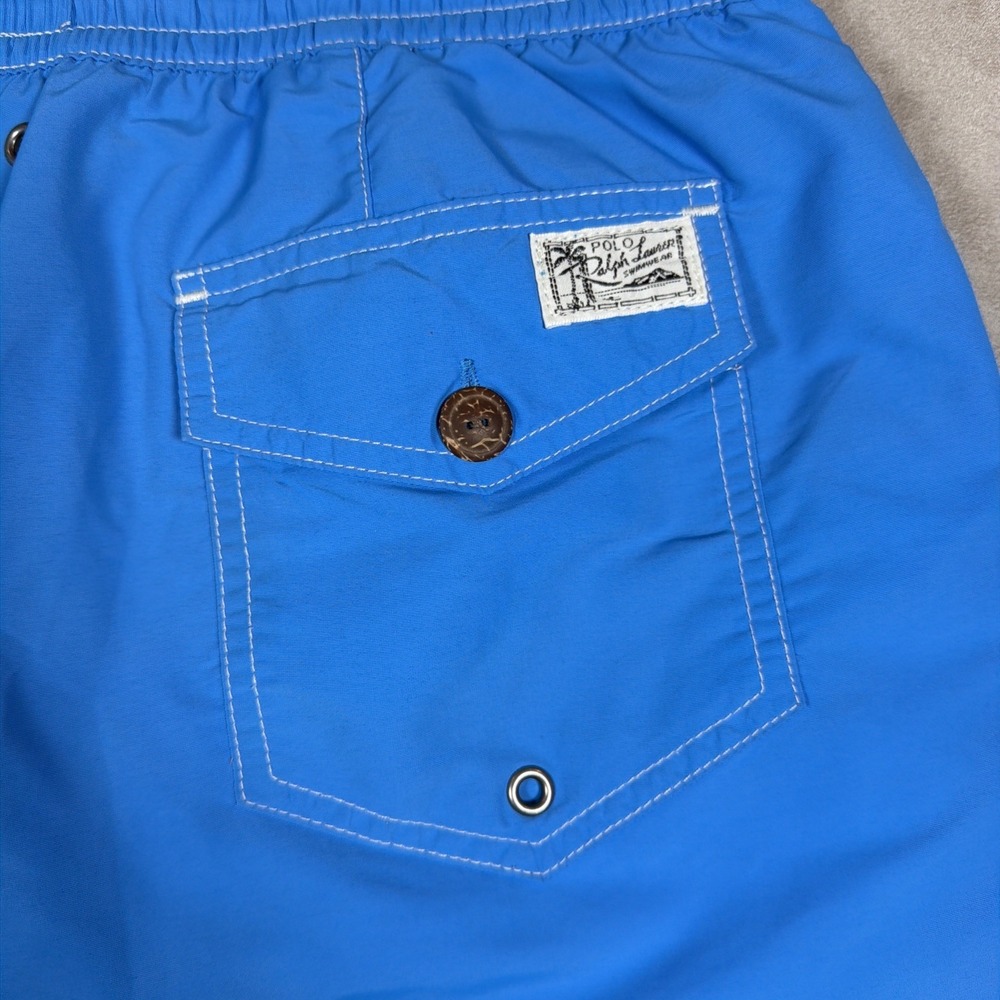 Polo Ralph Lauren Swim Trunks Men's Large Blue Yellow Pony Lined Board Shorts - Picture 12 of 15